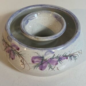 Vintage Kylemore Abbey Ireland Hand Crafted Purple Floral Pottery Flower Ring